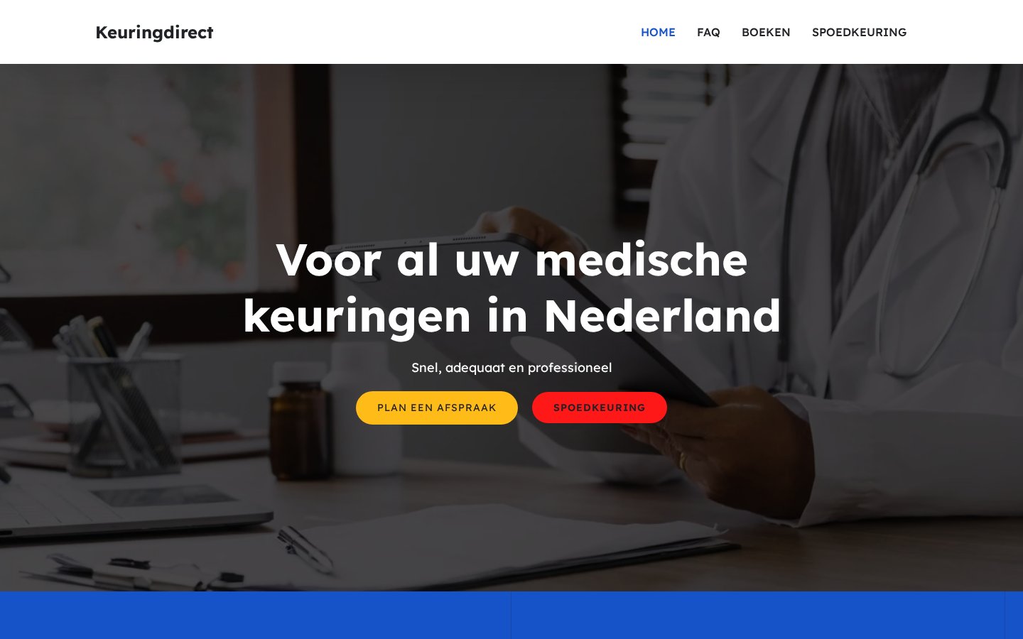 Homepage van KeuringDirect.nl